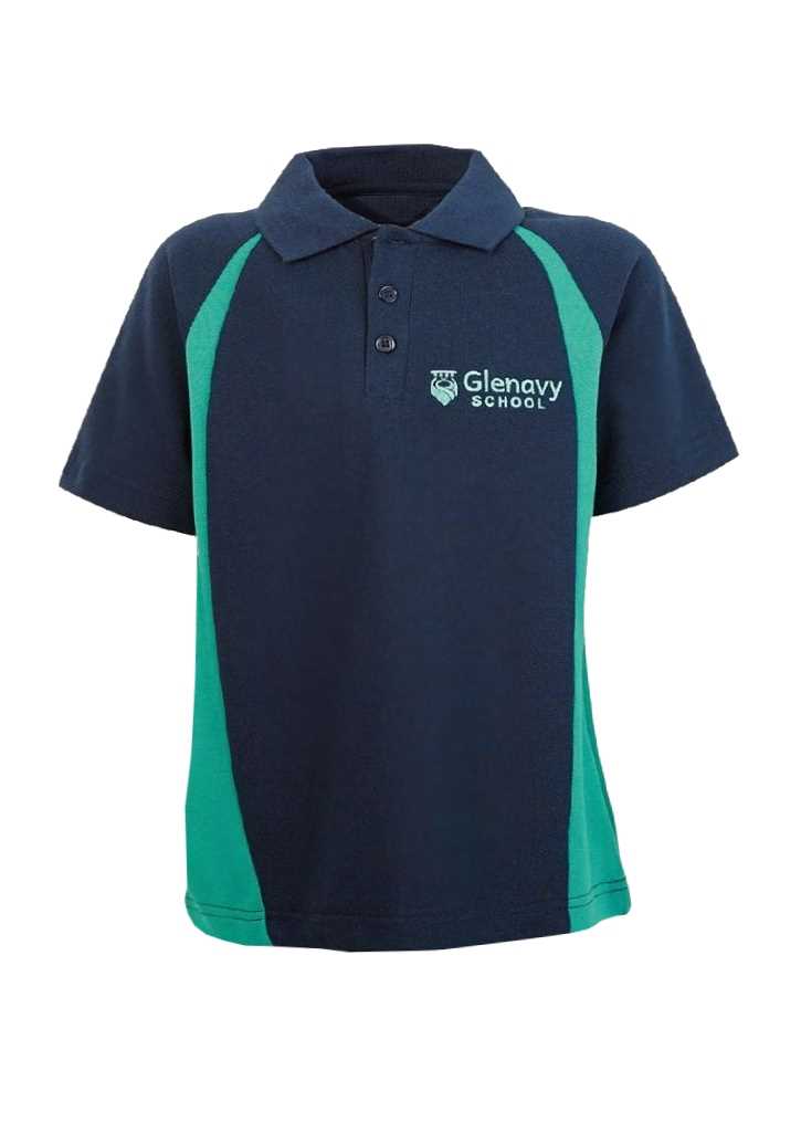 Glenavy School Polo SS Navy/Teal